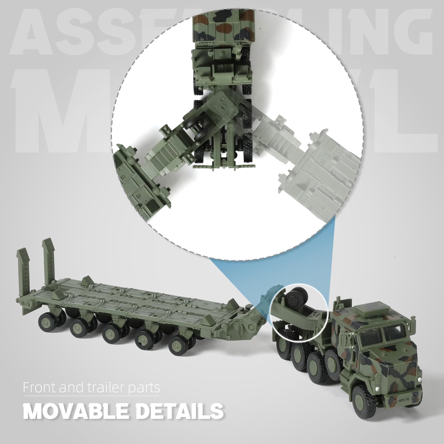 SEBUNAS 1/72 Scale OshKosh M1070 Heavy Equipment Tank Transporter Quick Build Plastic Assembly Model Kit (Green) as Collection Decoration Gift Toy for Kid Teenager and Adult (124 PCS) - Image 4