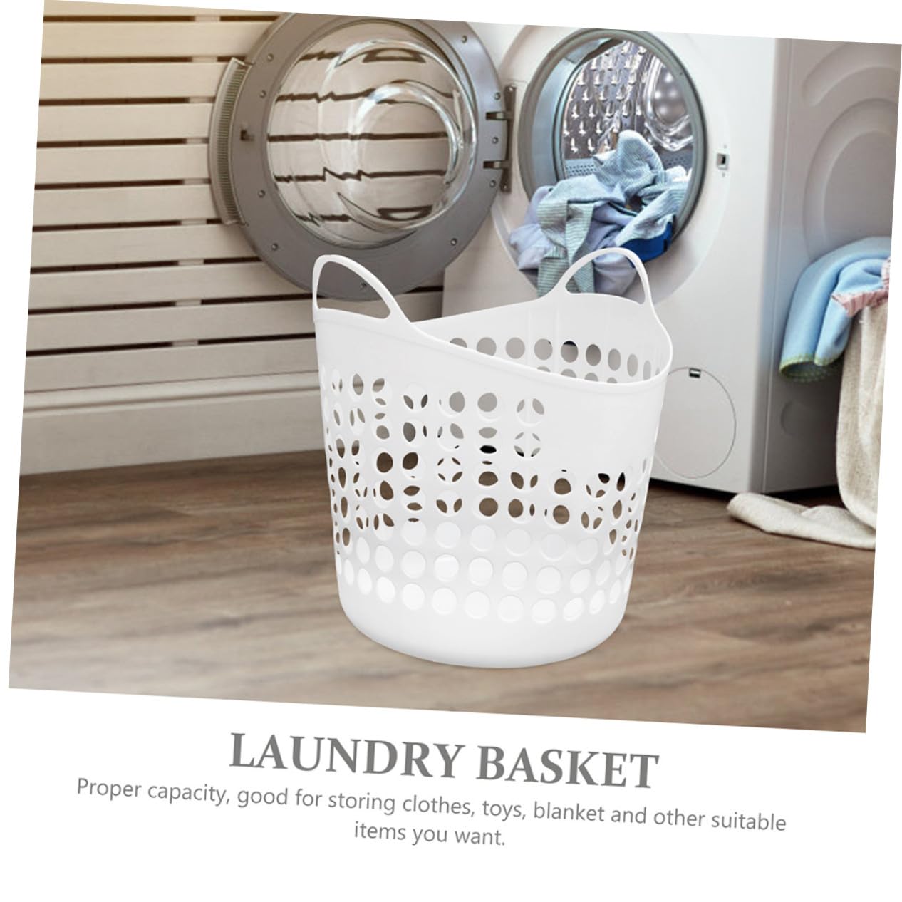 Cesto Bucato Sporco in PE Bianco 40l, Leggero, Traforato