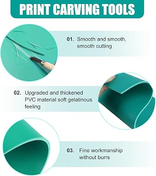 8Pcs Soft Rubber Lino Printing Blocks-Mixed Sizes (2 A4/2 A5/2 A6) and 2 Round 10cm Sheets for Linocut Art and Easy Carving