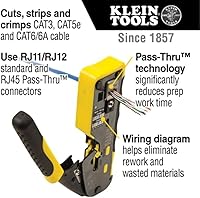 Vista 3 de Klein Tools VDV226-110 Crimpadora de cables de datos modulares con trinquete / Pelacables / Cortador de cables para conectores estándar RJ11/RJ12