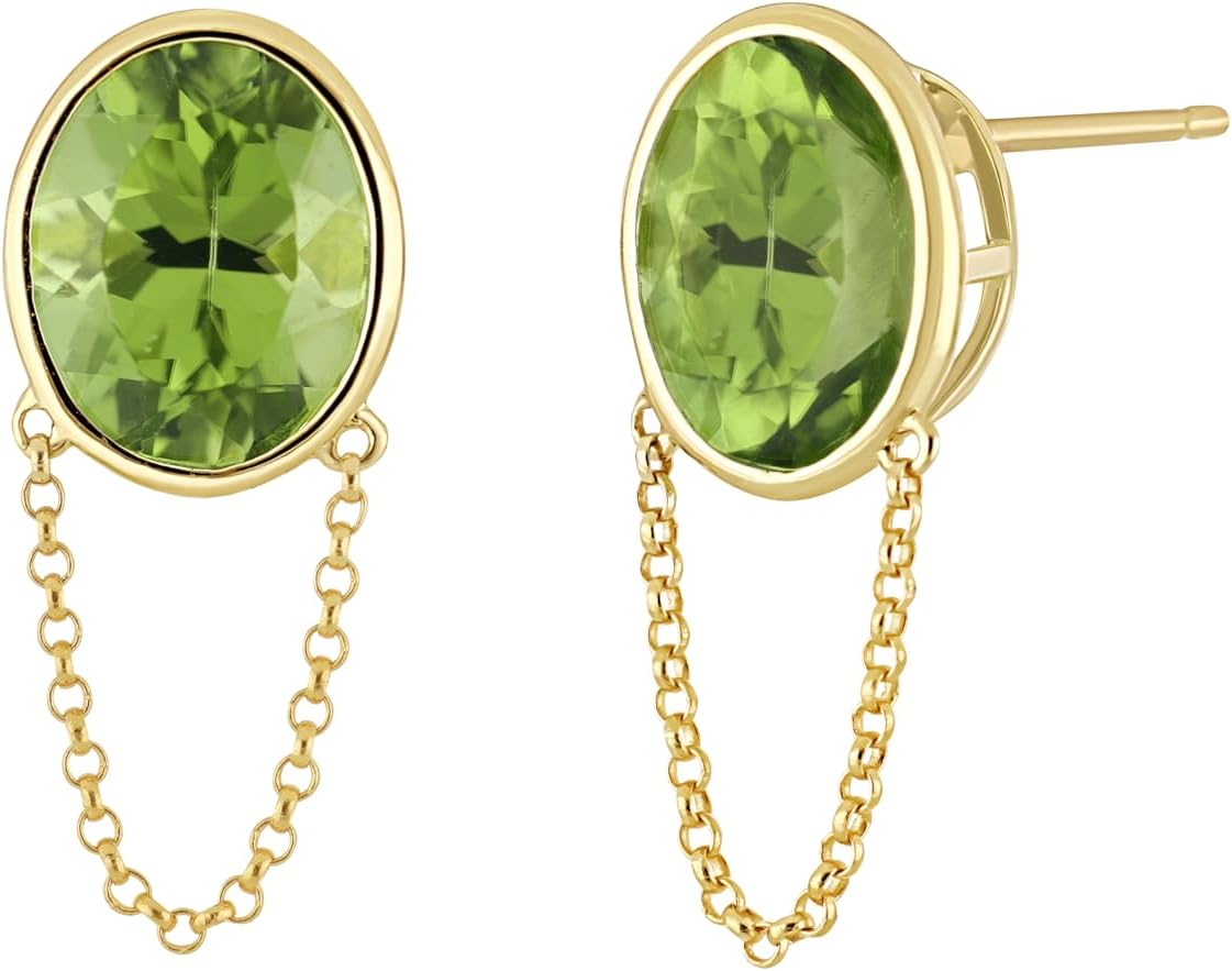 14K Yellow Gold Peridot Bony Levy Color Bezel Stud Earrings