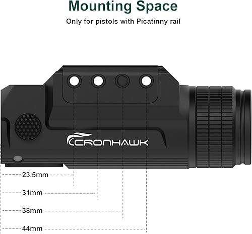 Miniatura 9 de Luz de pistola recargable, linterna táctica montada en riel compacto de 700 lúmenes, apta para Picatinny MIL-STD-1913