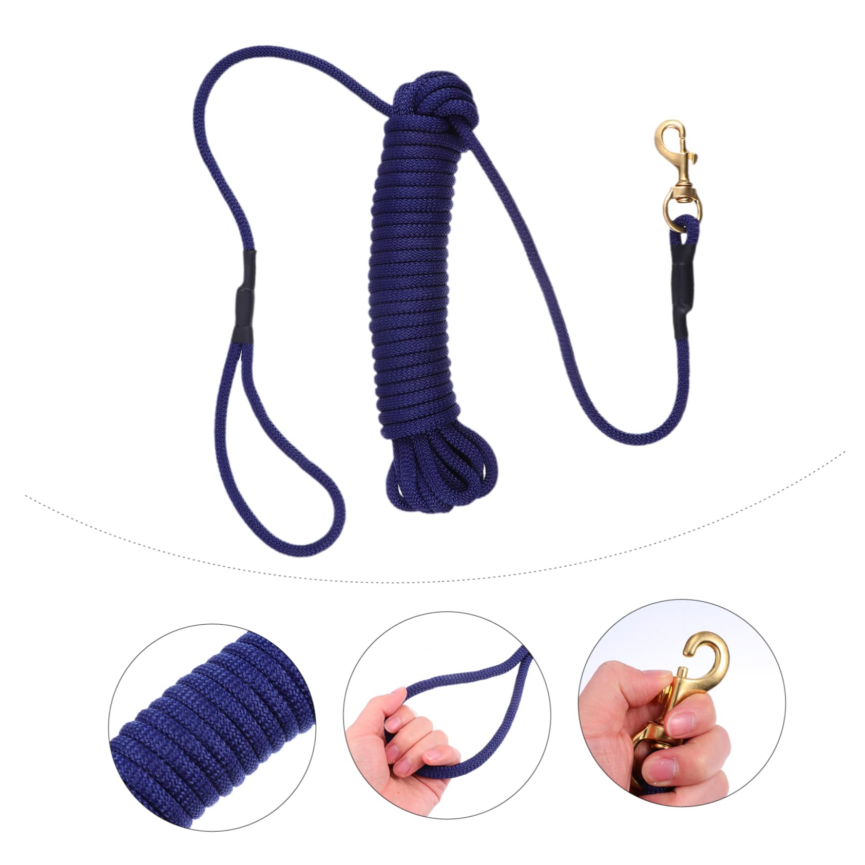 YARNOW Laisse Longue pour Chien en Polypropylène 10m, Bleu, Crochet, Résistante aux Morsures, pour Promenade et Dressage en Extérieur