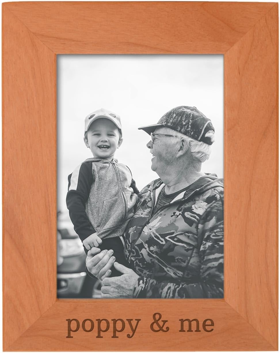 Personalized Gifts Grandpa Gift Papa and Me Grandchild Natural Wood Engraved 4x6 Portrait Picture Frame Wood