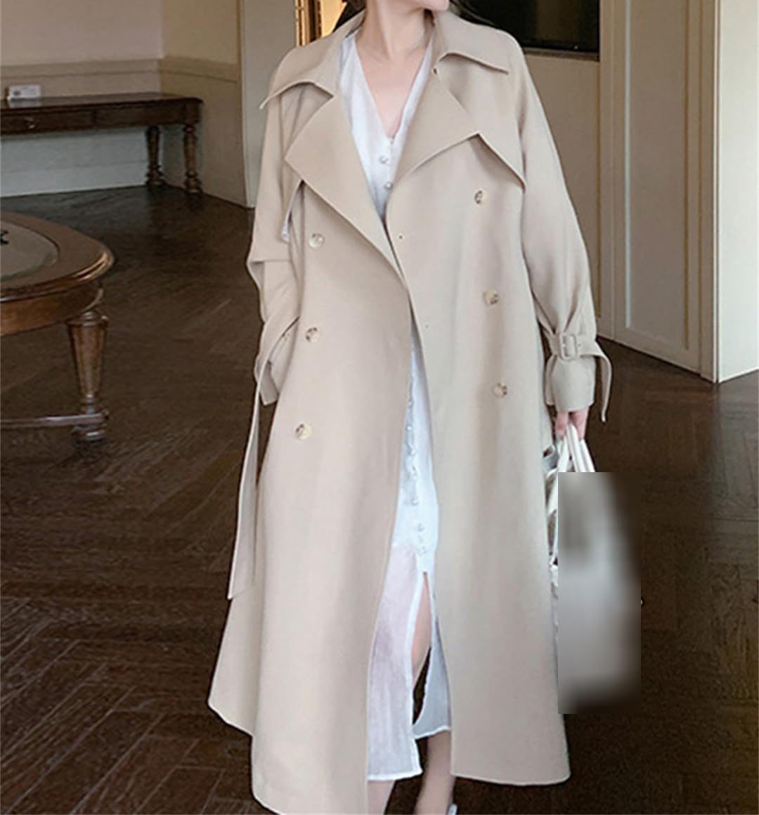 Solido Patchwork Trench Cappotto Maniche Lunghe Doppiopetto Cintura A Vita Alta Cappotti Femminile