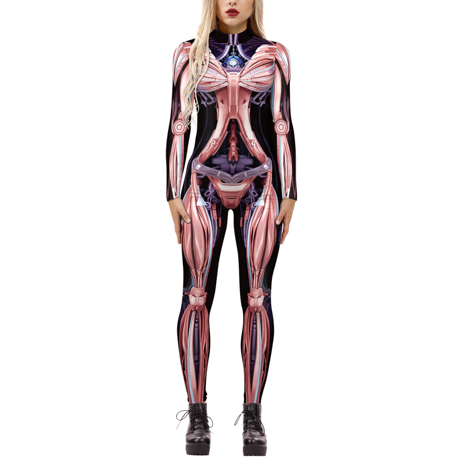 Women Men Robot Punk Jumpsuit Catsuit 3D Printing Cosplay Costumes Halloween Bodysuit Role Playing Carnival Party