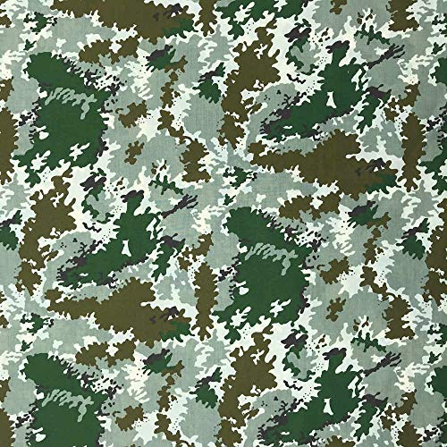 Kt KILOtela - Tela popelín estampada por metros - 150 cm ancho - Largo a elección de 50 en 50 cm - Para decoración y ropa de vestir | Camuflaje - Verde, marrón