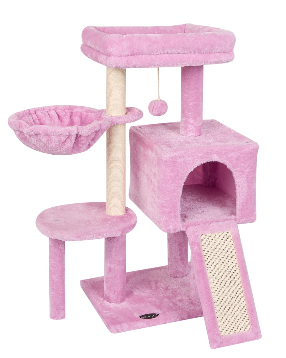FISH&NAP Cute Cat Tree Kitten Cat Tower for Indoor Cat Condo Sisal Scratching Posts with Jump Platform Cat Furniture Activity Center Play House Pink