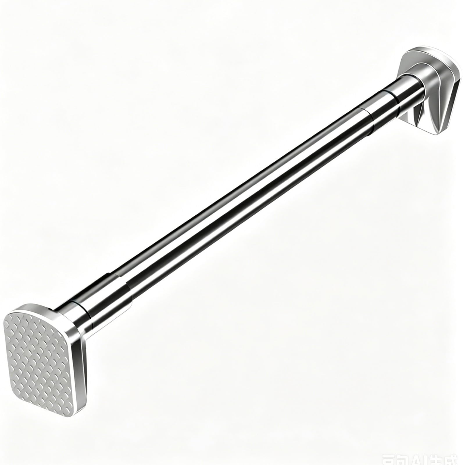 Shower Curtain Rod, 2.5 in Base Nonslip Adjustable Tension Curtain Rod, No Drill Detachable for Bathroom Kitchen Closet(Silver,90-160cm/35-63in)
