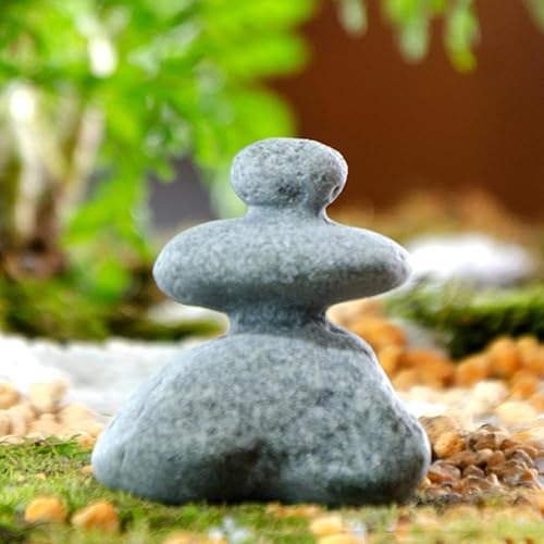 Mini decoración de piedra zen apilada de 3 piedras, estatuas de rocas hechas a mano, decoración de jardín japonés, decoración de acuario de pecera,