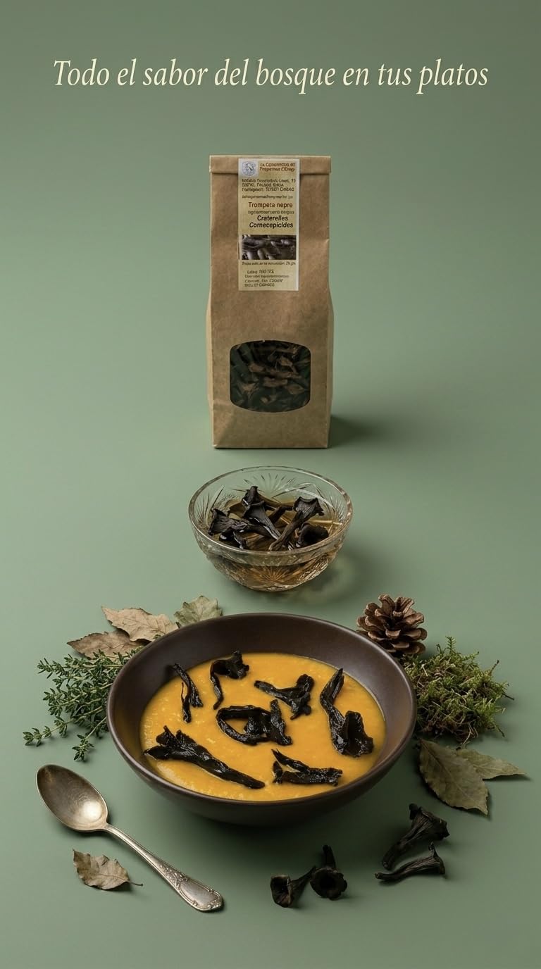 Trompeta de los Muertos Deshidratada (90g)Setas silvestres deshidratado Naturales. Trompeta Negra Calidad Gourmet