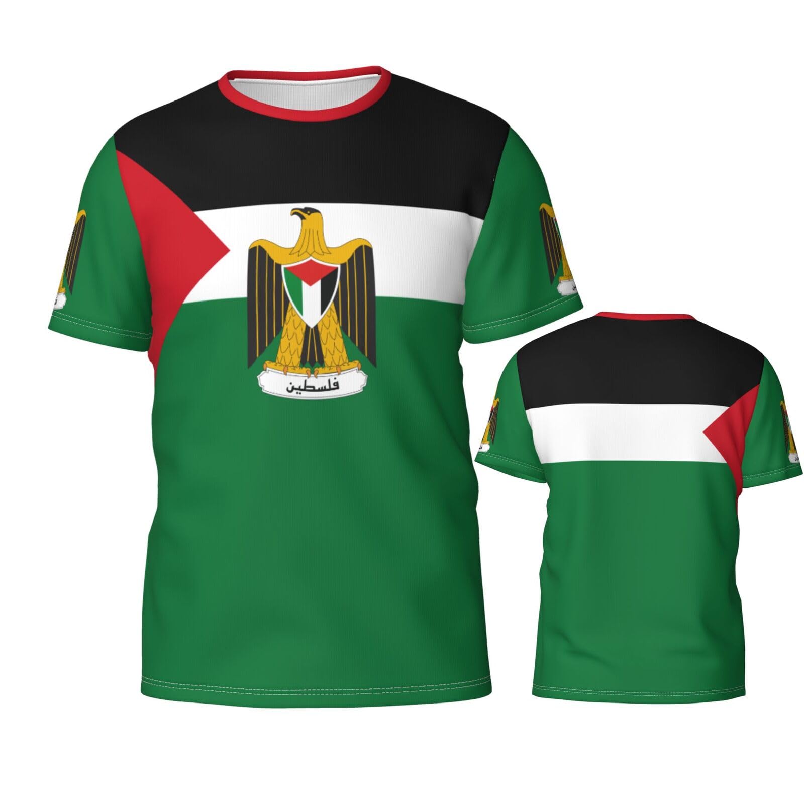 Pelnyc Unisex Green Palestine Flag 3D Printed Patriotic T Shirt Tees Tops Sport Soccer Shirts Multicolor