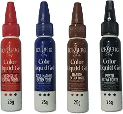 Corante Extra Forte Alimentício Soft Gel Color Liquid 4 Cores Kit Iceberg