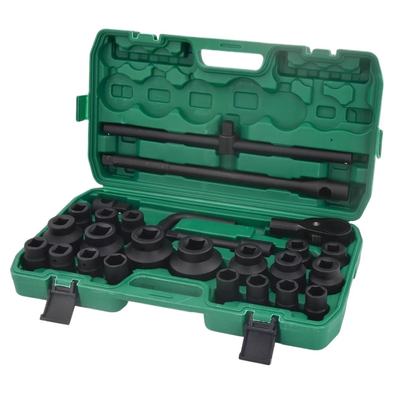 Set di Chiavi A Bussola Set di Bussole A Impatto Metriche da 26 Pezzi A 6 Punte, Include Chiave A Cricchetto E Custodia Utensili A Mano