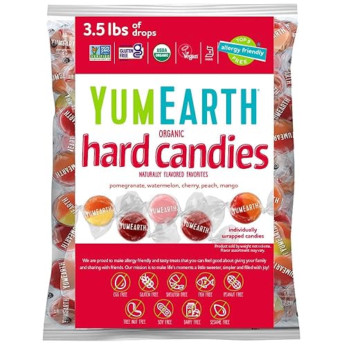 YumEarth Paquete variado de gotas de frutas orgánicas, caramelos duros naturales con sabor a frutas, dulces de frutas para niños, aptos para