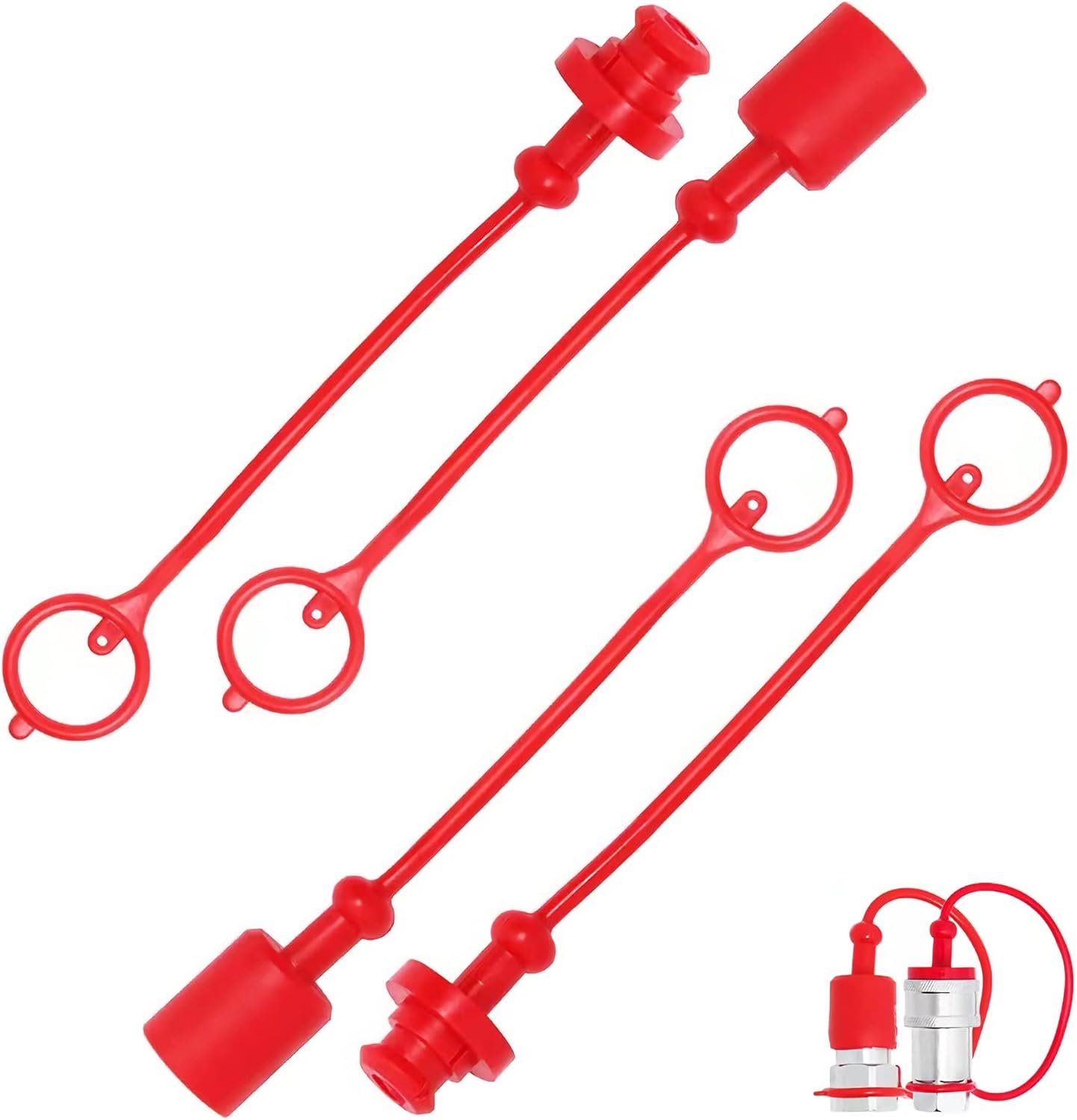 2sets 3/8 ISO 5675 Hydraulic Coupler Male Dust Cap and Female Plug Cover,ISO 5675