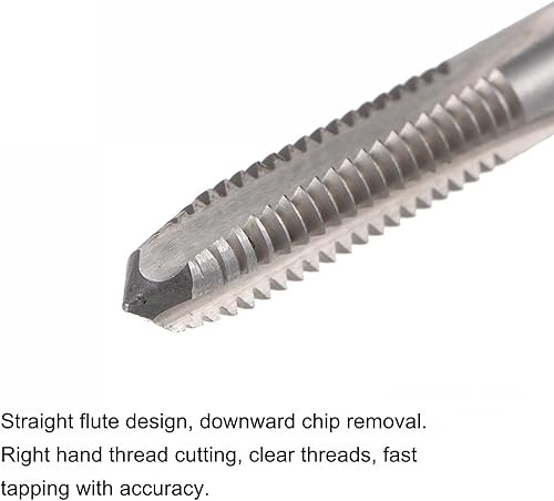 Miniatura 3 de uxcell Machos de fresado de rosca, 14-20 UNC de acero de alta velocidad (HSS) 3 flautas rectas, rosca roscada, 4 pulgadas de longitud (extra largo)