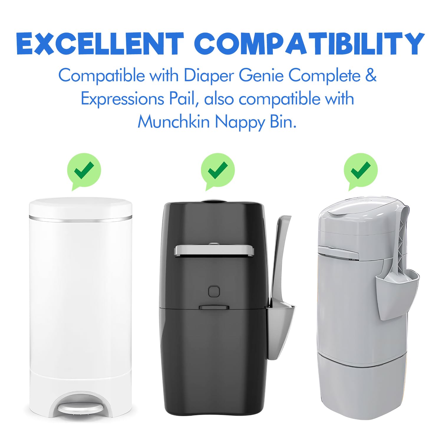 Diaper Pail Refill Bags,10 Pack Lemon Scent for Genie Diaper Bags Refill, 100% Lock Odor and Seal Diaper Pail Refills, Fully Compatible with Diaper Genie and with Munchkin - 3