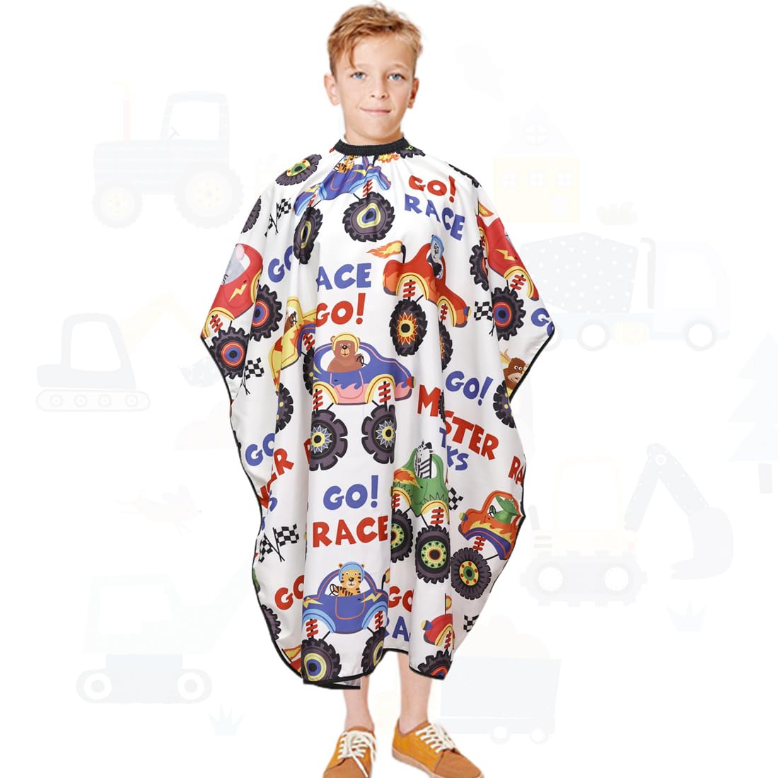 KSJEHW Capas de Peluquería para Niños, Impermeable Capa de Corte Peluqueria, Capa de Cortar Cabello Delantal con Patrón de Dinosaurio, Profesional Capas de Corte de Pelo para Niños Peluquería（Oso