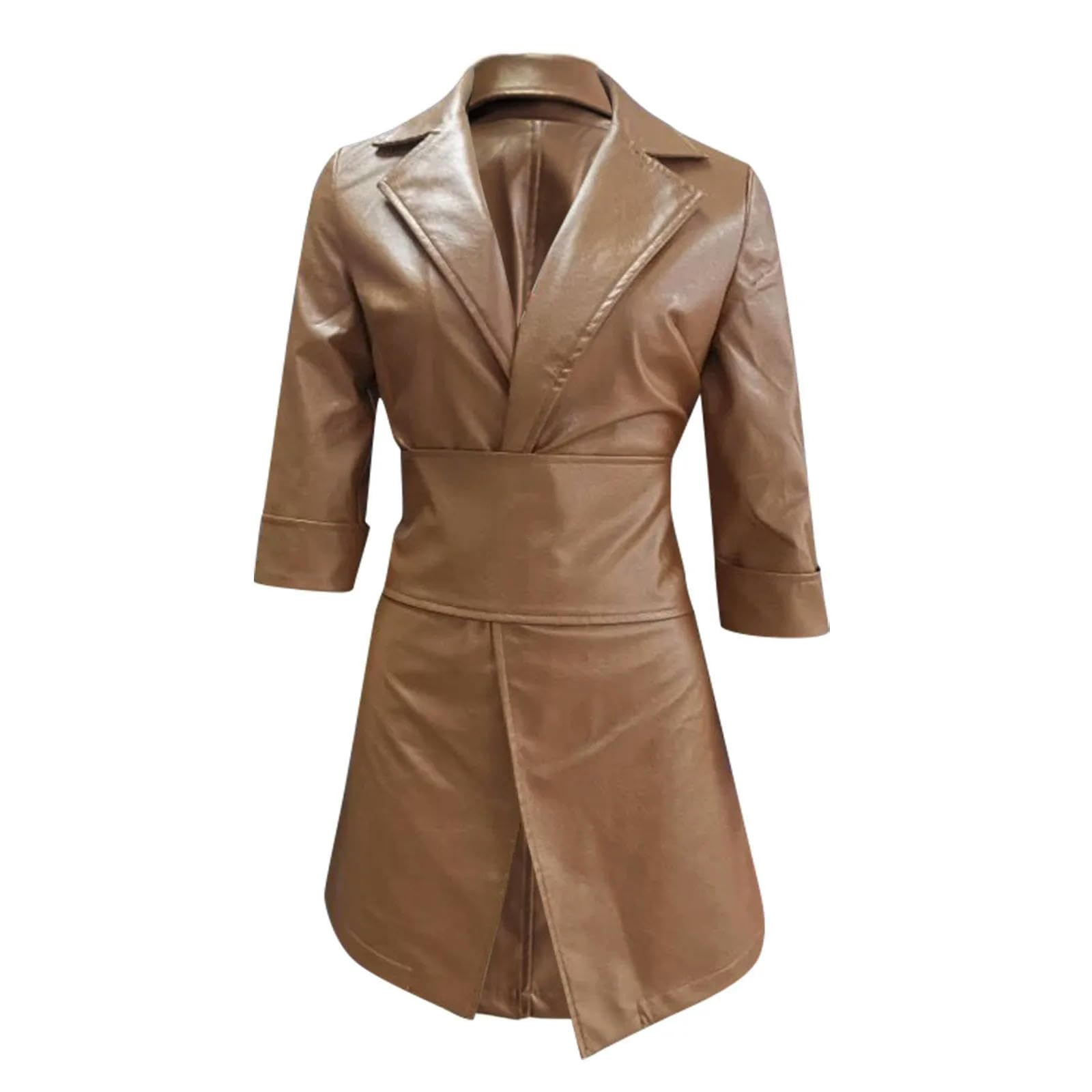 Vestido Elegante de Cuero de Invierno para Mujer, Minivestido Retro con Cuello Vuelto de Media Manga para Club Nocturno, Vestido Sexy Ajustado para Fiesta