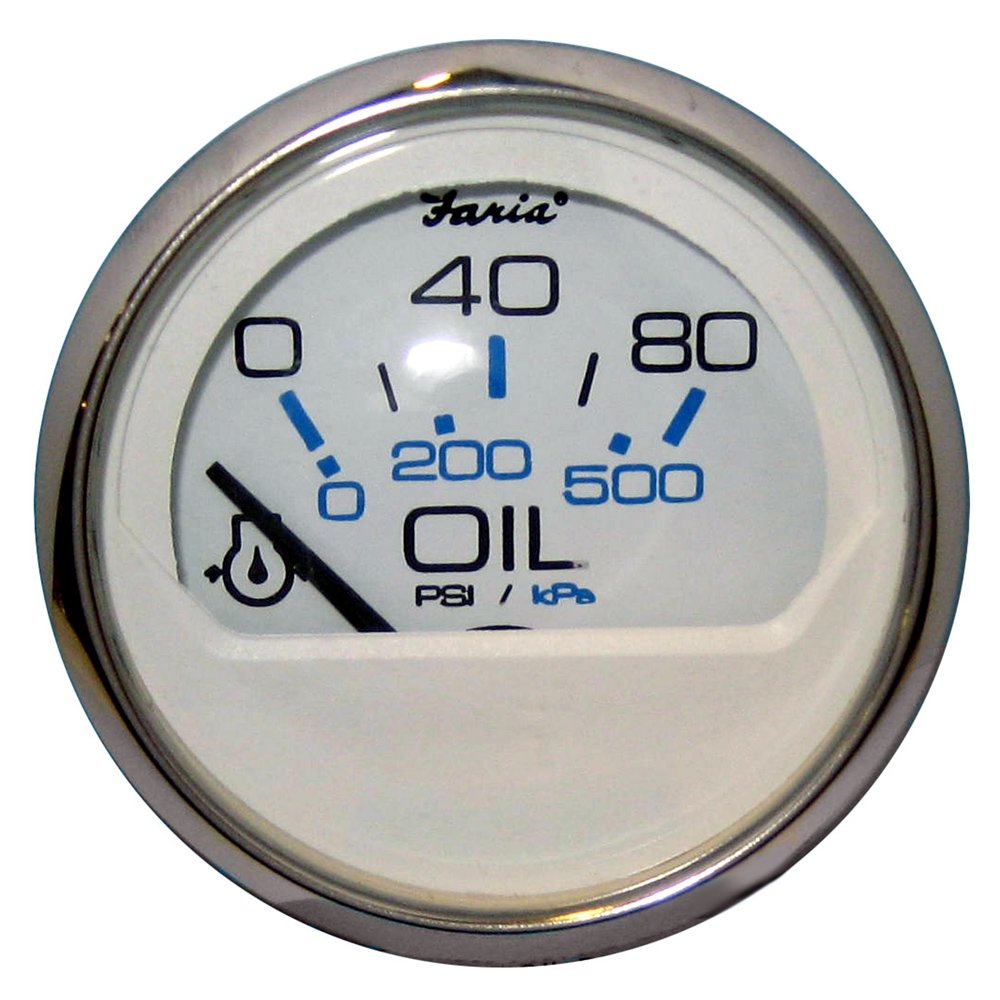 13802 - Aftermarket Replacement Faria Chesapeake White SS 2 Inch Oil Pressure Gauge 80 PSI Compatible with Faria Beede Instruments