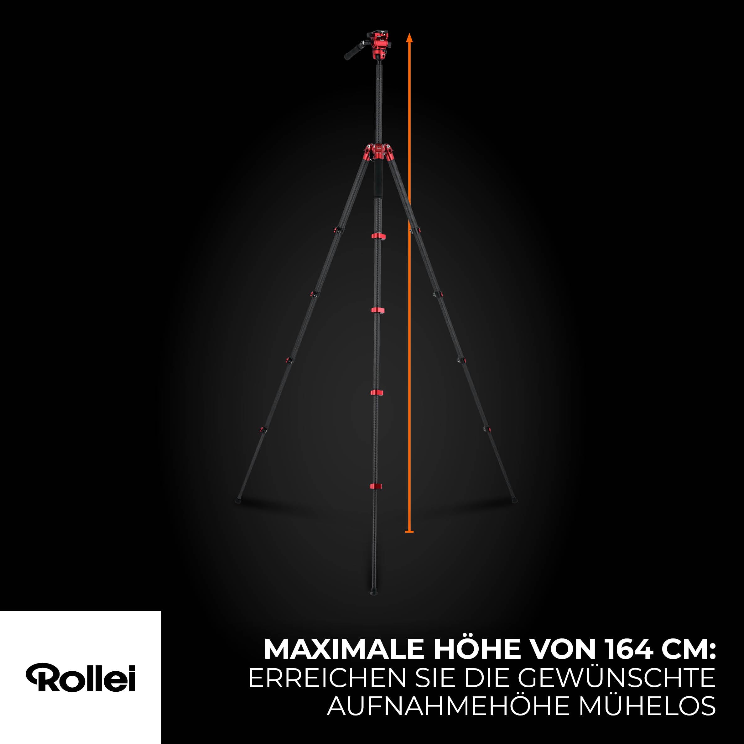 Rollei Easy Traveler Video statyw węglowy – udźwig 4,5 kg, wysokość 164 cm, ultralekki, kompaktowy, funkcja blokowania
