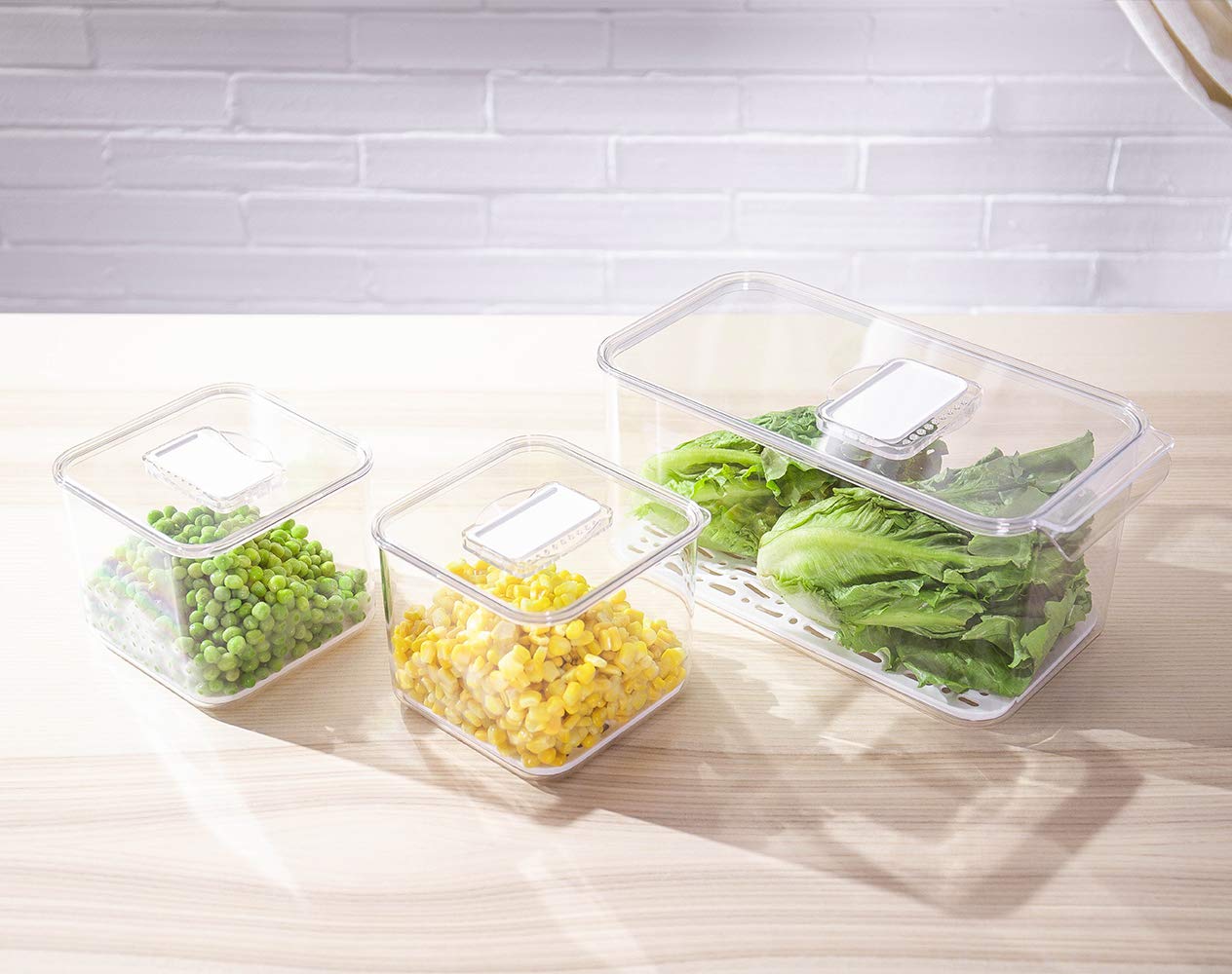 elabo Food Storage Containers Fridge Produce Saver 3 Piece Set