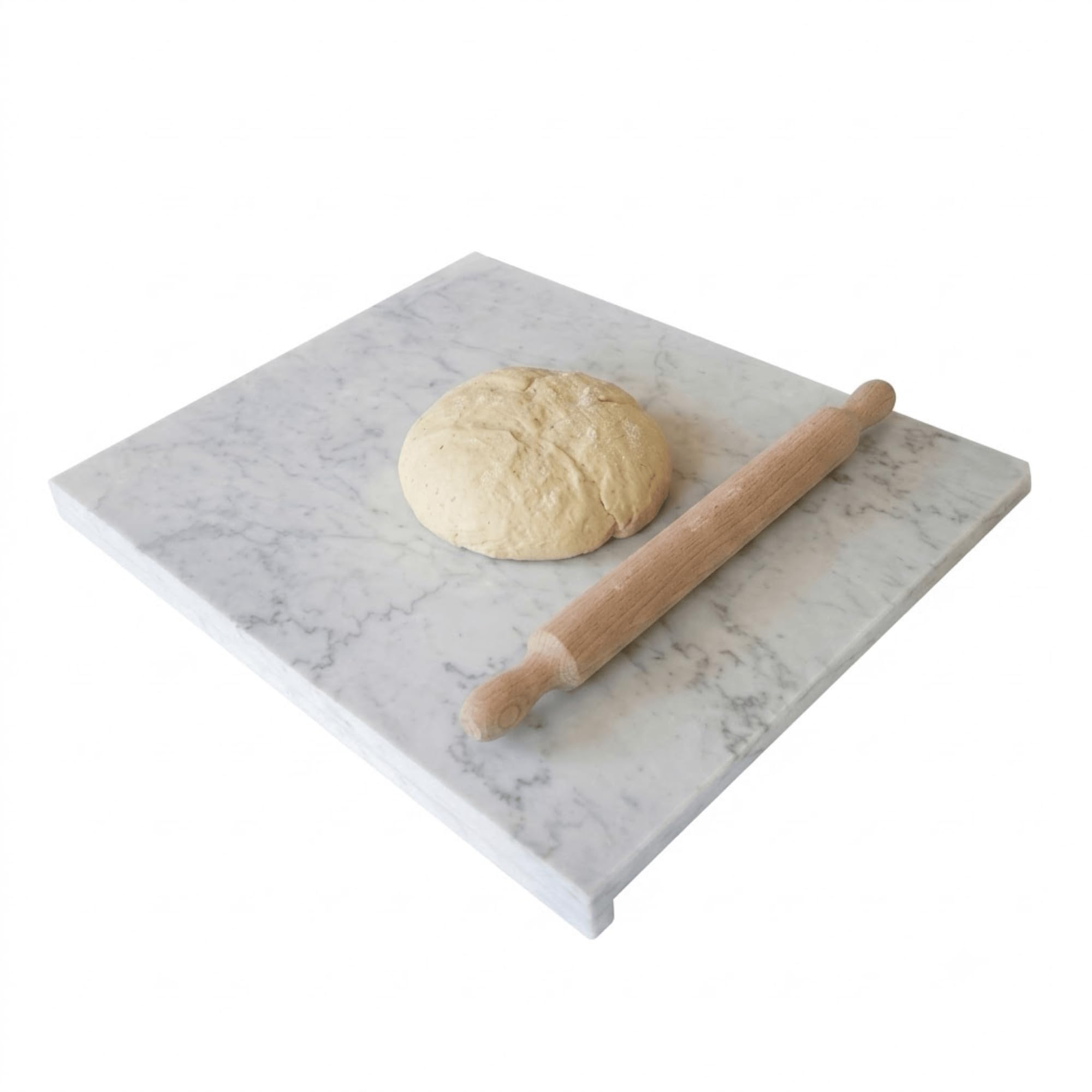 Tagliere Spianatoia in Marmo Bianco di Carrara 59x46.5 cm, Made in Italy - Base per Impastare Professionale con Listello - Asse da Cucina per Pane Pizza e Pasta - Asse Lucida Temperaggio Cioccolato