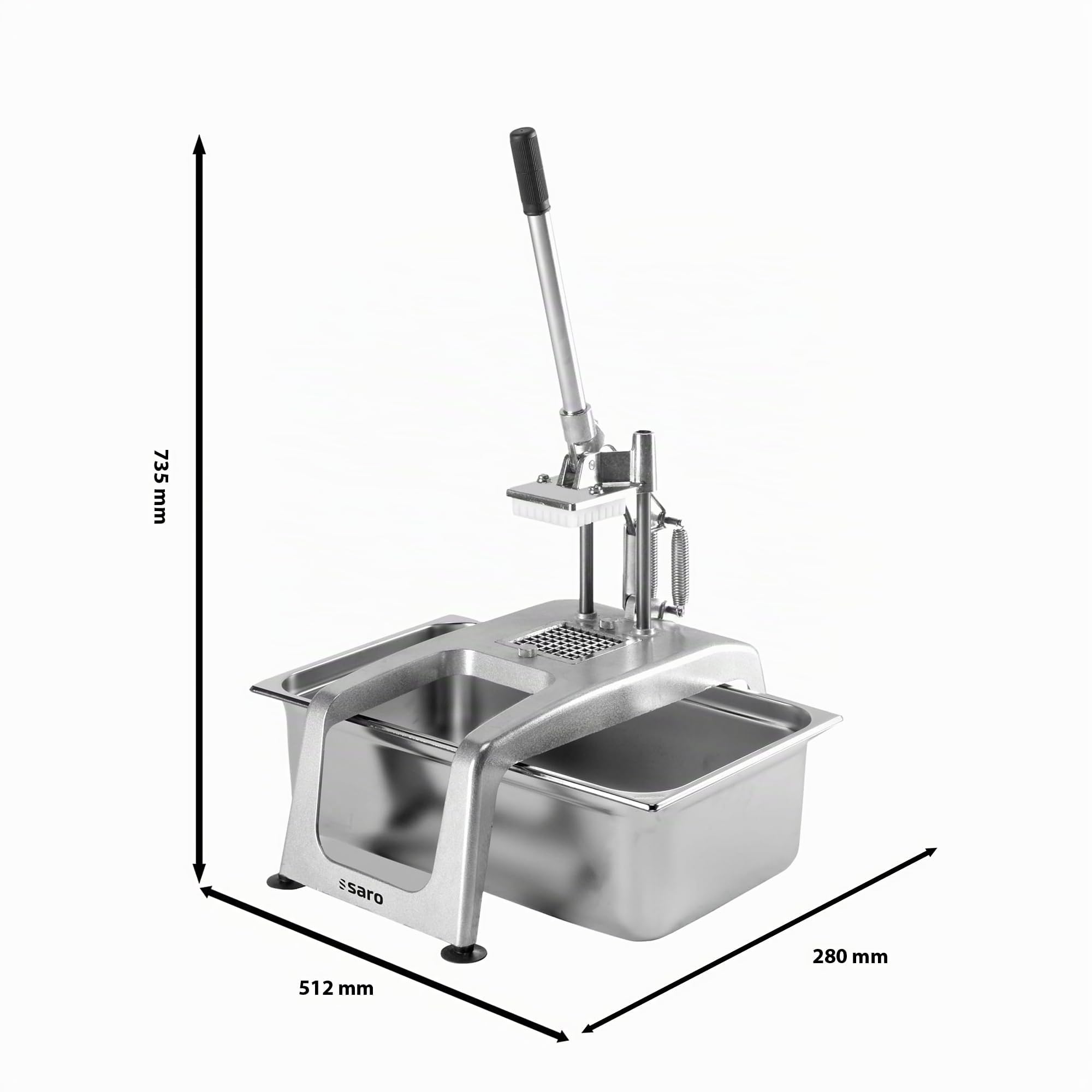 Saro - CF-5 Coupe-Frites pour la Restauration, Manuel, avec Grille de 8 x 8 mm, Ventouses et Levier Allongé pour une Utilisation Simple