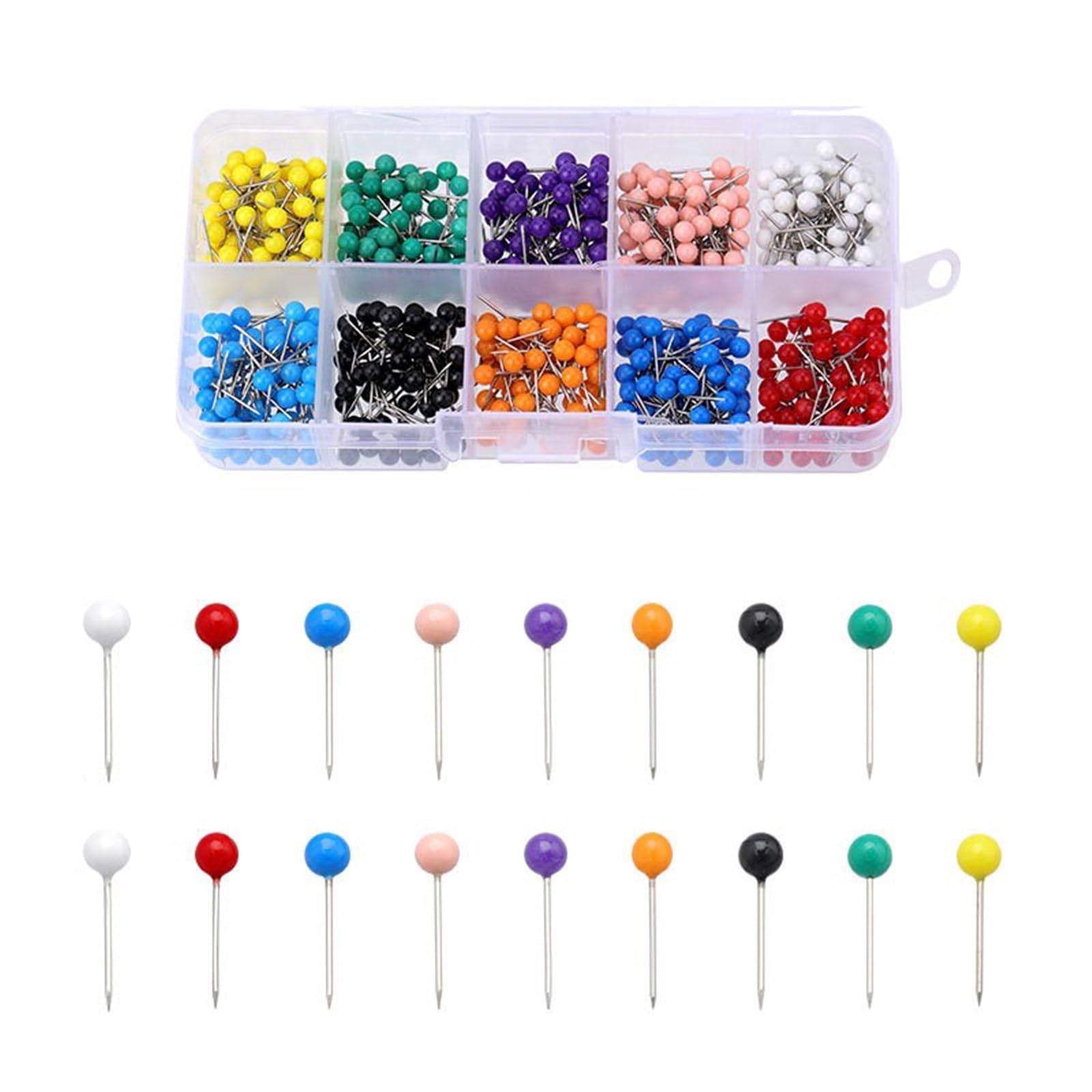 Kalttoy 200/500 / 900Pcs Colored Dressmaking Pins 4mm Ball Head Quilting Positioning Pins Dressmaker Pin for Clothing Tailoring Sewing Positioning