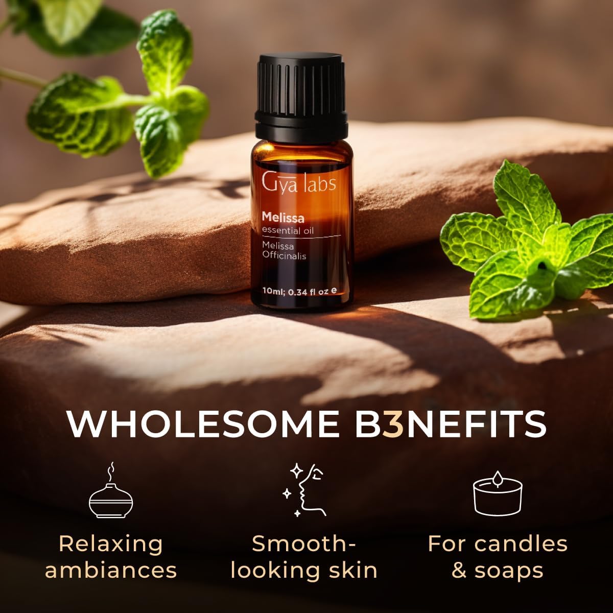 Melissa Essential Oil for Diffuser & Roman Chamomile Essential Oil for Diffuser Set - Aromatherapy Grade Essential Oils Set - 2x0.34 fl oz - Gya Labs