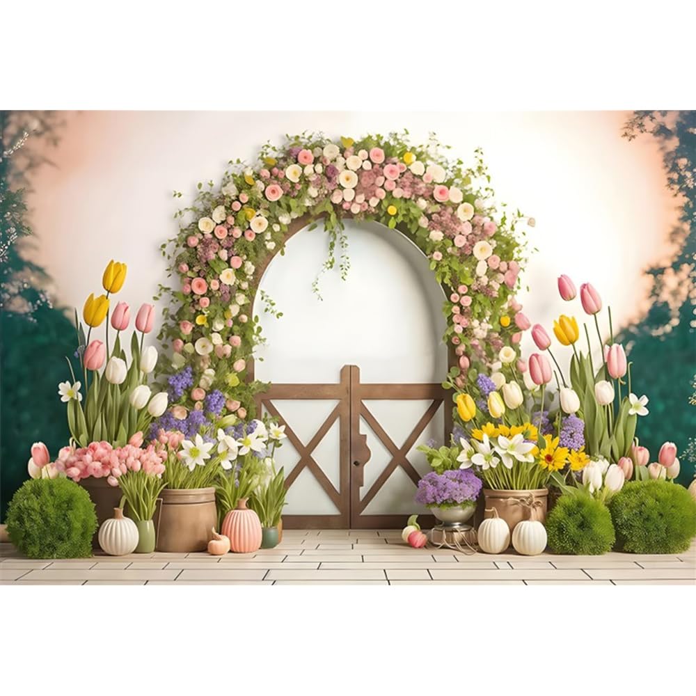 Aoihrraan 1,8x2,7m Greece Street Backdrop Spring Flowers Narrow Street - View #5