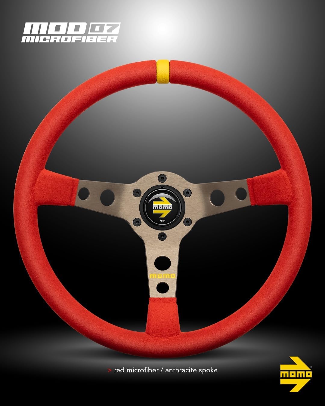 MOMO Motorsport Mod.07 Steering Wheel - Red Microfiber Anthracite Spokes 350mm Racing Drifting