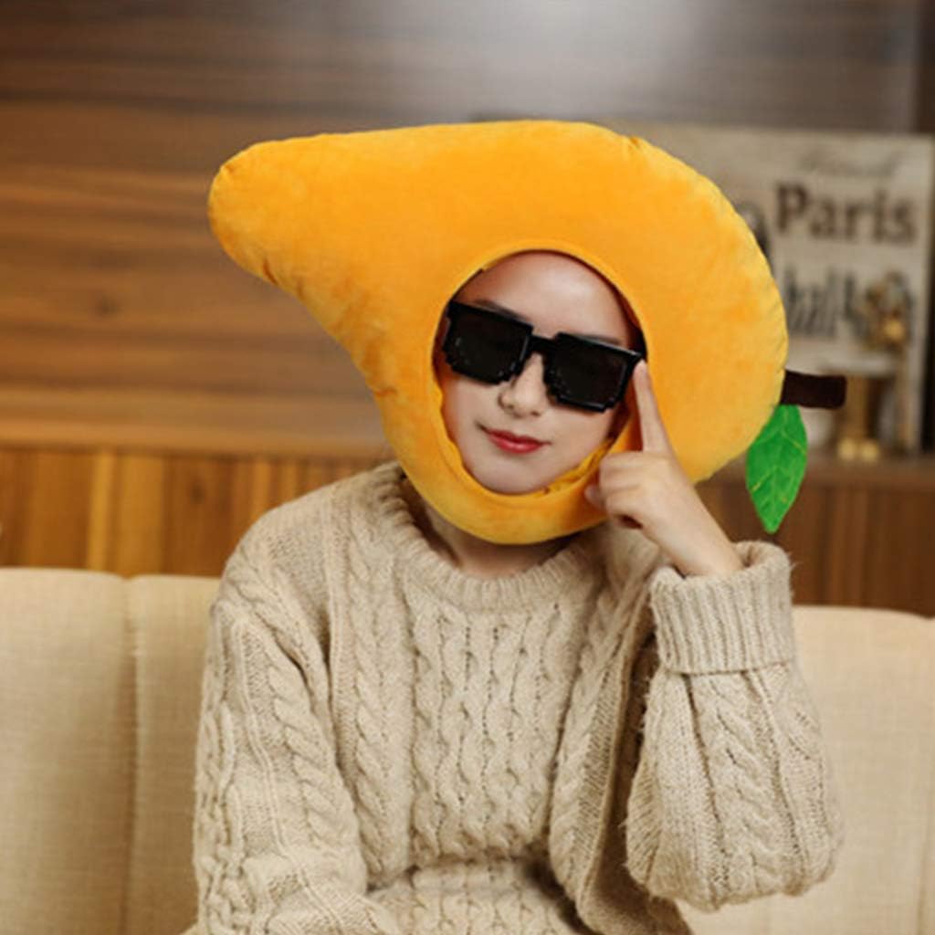 for Creative Mangoes Shape Plush Hat Funny Fruit Stuffed Headgear Cosplay Party