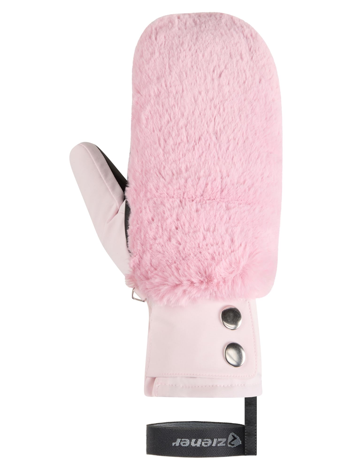Ziener Katniss-Z - Muffolo da sci da donna, per sport invernali, termoshield, interno in pelle, pelliccia sintetica, colore: rosa conchiglia, L