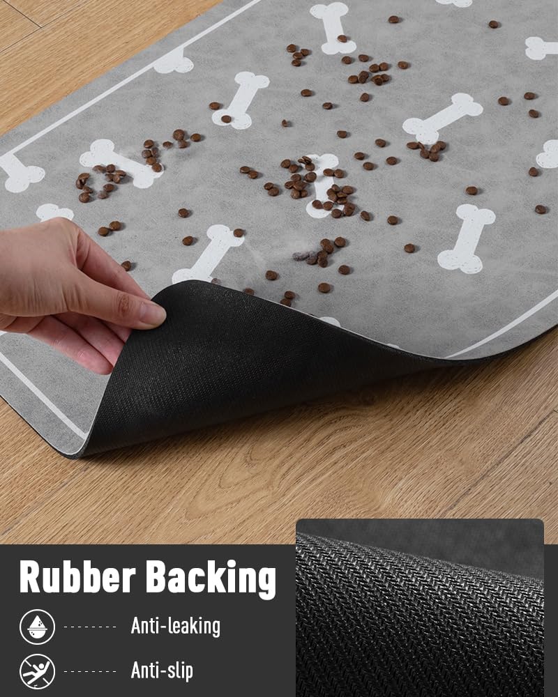 Tapete de alimentación para mascotas, tapete absorbente para comida y cuenco de agua, sin manchas, fácil de limpiar, dispensador de agua de secado rápido, suministros para cachorros, accesorios para