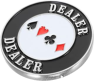 HOOTNEE Texas Holdem Poker Marcadores de jogos de metal suporte de fichas de pôquer contando fichas de cartas de baralho botão indicador suprimentos de jogos de metal grandes fichas de pôquer para jogos de pôquer