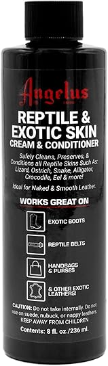 Angelus Exotic Leather Conditioner and Cleaner, 8oz - Reptile Deep Conditioner and Cleaner for Shoes, Boots, Belts, Bags - Made In USA