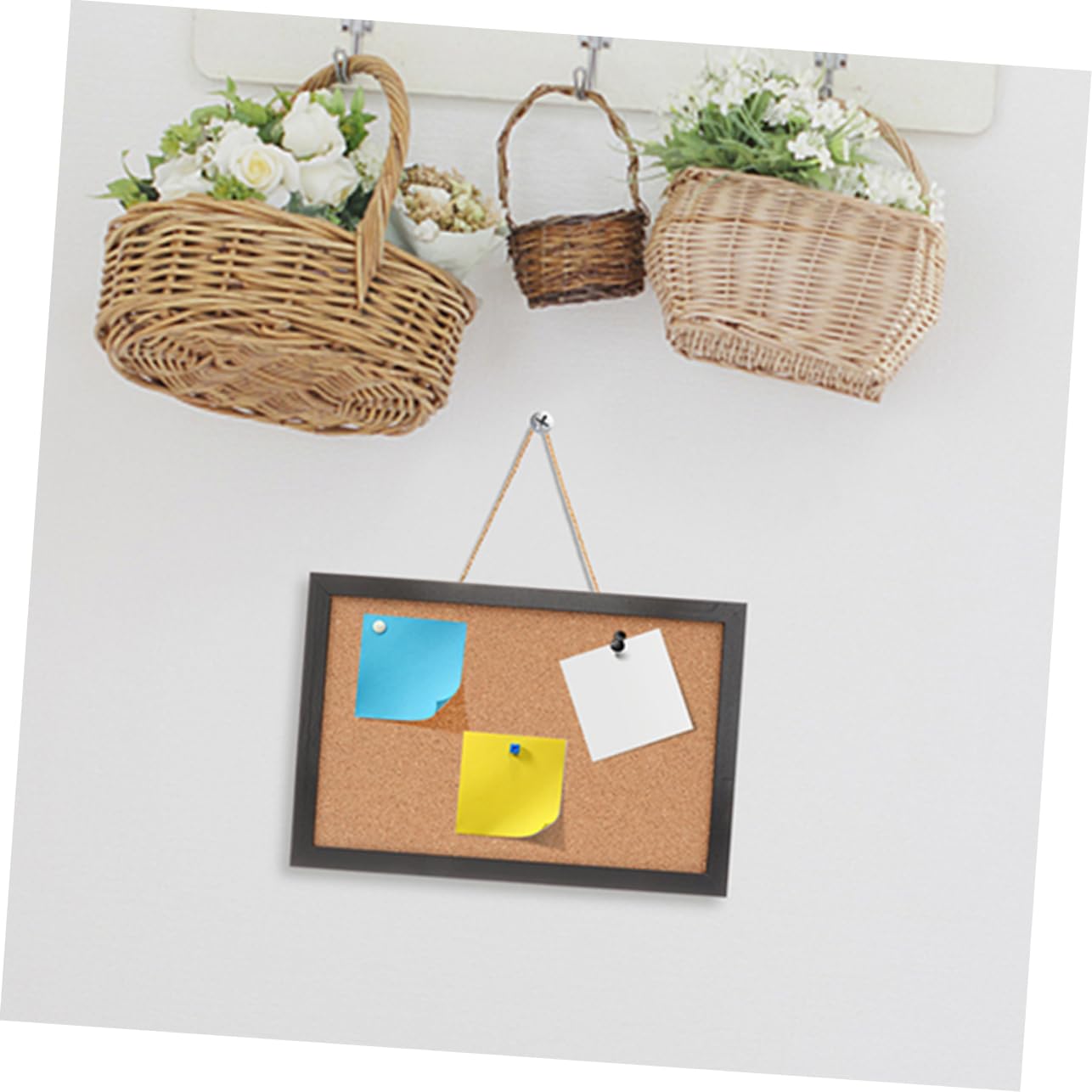 HOMSFOU Bacheca Sughero da Parete 2 Pezzi con Cornice in Legno, Elegante e Funzionale per Ufficio e Casa, per Esporre Appunti e Fotografie