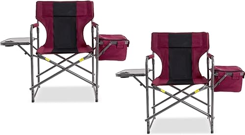Miniatura 1 de Director - Juego de 2 sillas de campamento con bolsa enfriadora y bandeja lateral plegable, silla de césped plegable resistente de 400 libras, silla