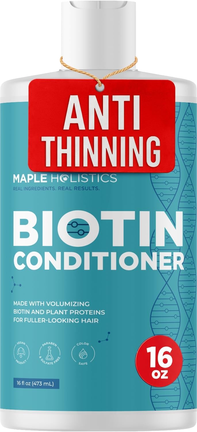 Biotin Conditioner for Thinning Hair - Volumizing Conditioner for Fine Thin & Weak Hair - Sulfate Paraben & Silicone Free with Nourishing Plant Proteins Argan Oil Green Tea & B Vitamins (16 Fl Oz)