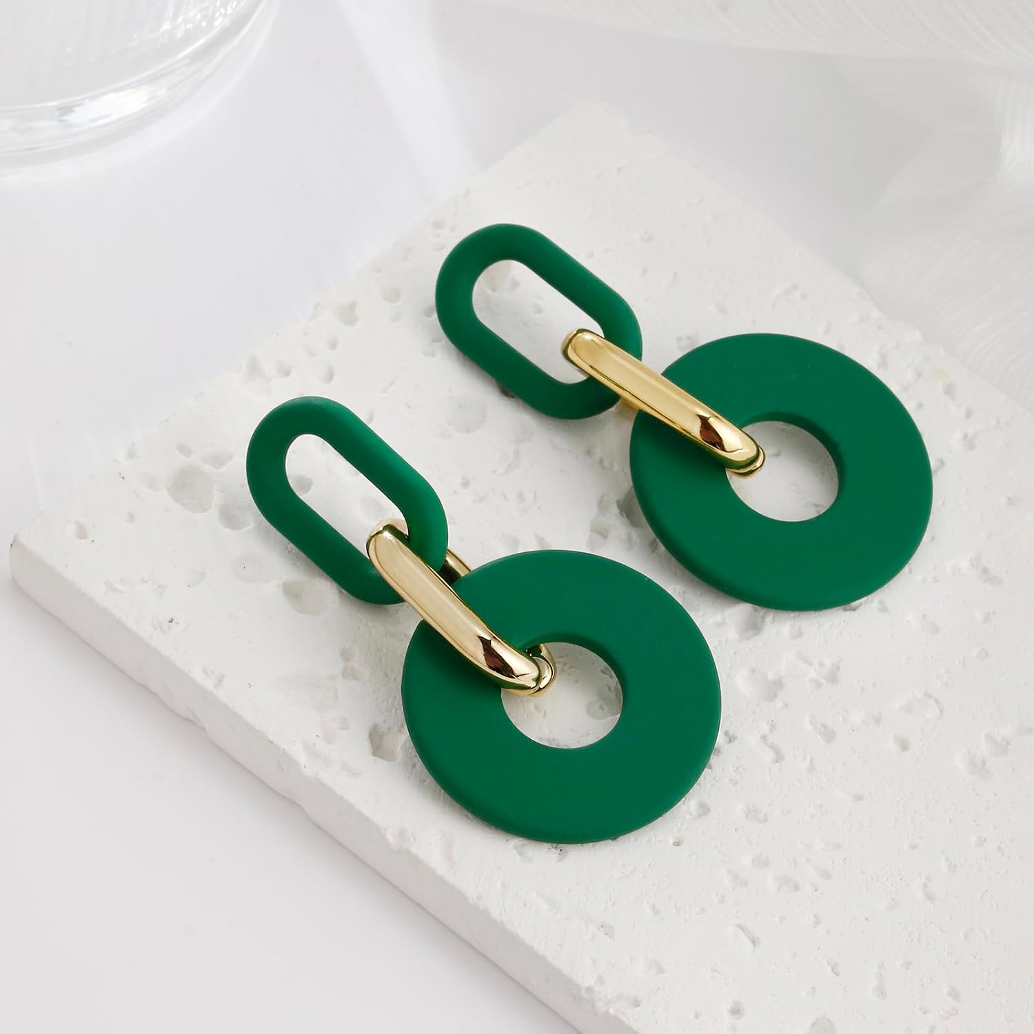 RUOFFETA Acrylic Rectangle Earrings, Fashion Acrylic Square/Oval/Hoop Statement Drop Earrings for Women image 4