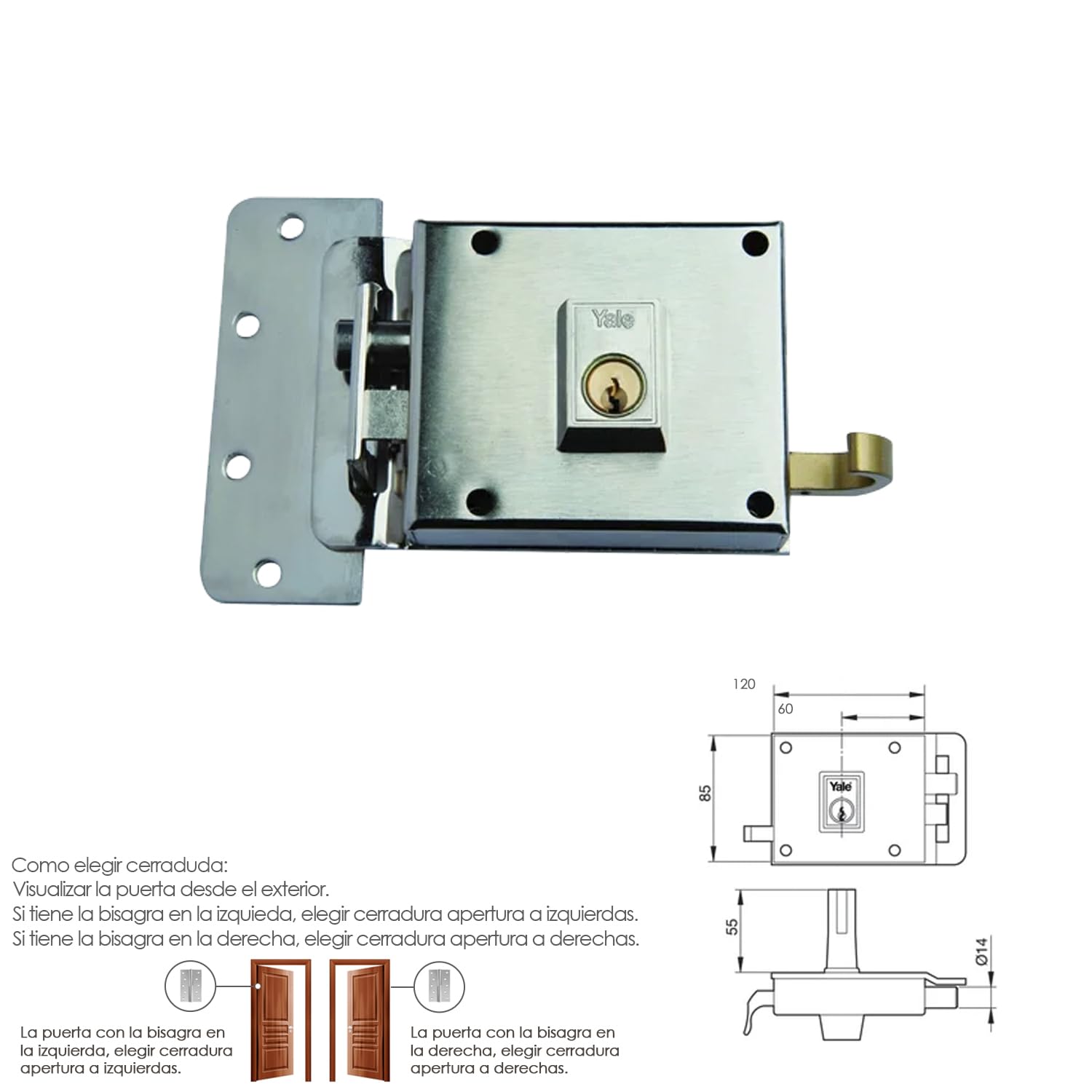 Cerradura Yale 6-12-hn/Izquierda