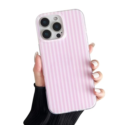 Sayoaho Compatible with iPhone 12/12 Pro Case, Fashion Cute Striped Aesthetic Design for Women, Soft TPU Shockproof Phone Case for iPhone 12/12 Pro 6.1 inch, Pink