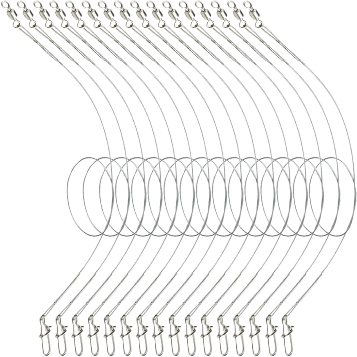 24Pcs Stainless Steel Fishing Leaders Wire Saltwater Fishing Accessories Bite-Resistant Wire Leaders with Swivels and Snaps for Tackle