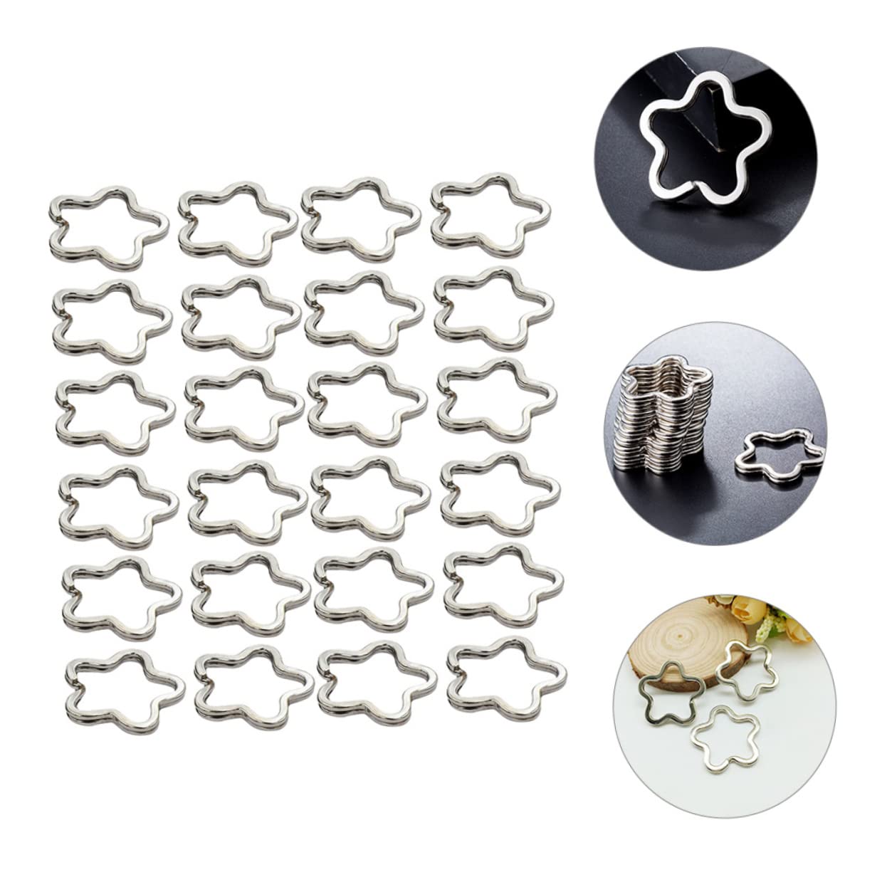 TEHAUX Kit 80 Pezzi Anelli Divisi Portachiavi Piatti Forma Fiore per Creazione Gioielli Fai da Te Artigianato Accessori per Portachiavi Personalizzati