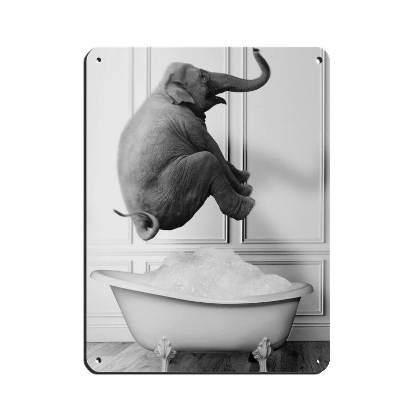 Poster métal salle de bain humour rétro - Plaque murale vintage pour égayer votre maison