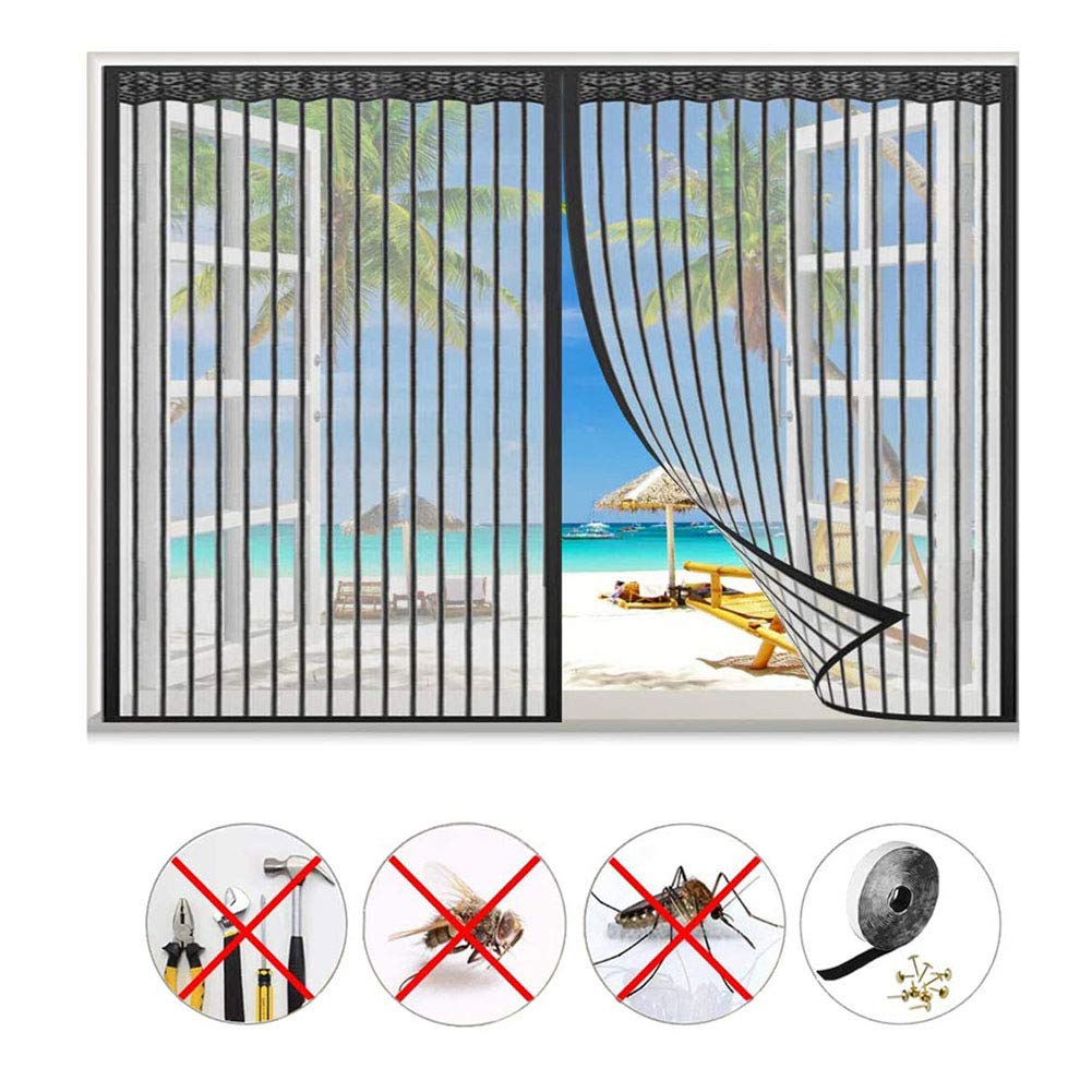 Moustiquaire de porte magnétique noire 115x115cm rideau moustique