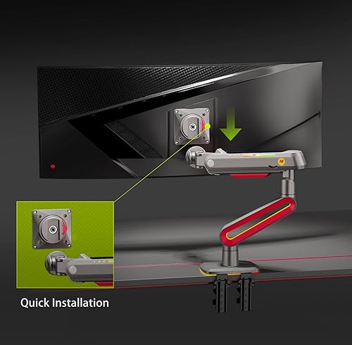 Miniatura 9 de NB Designer - Brazo para monitor de juegos para pantalla de 32 a 60 pulgadas, carga de hasta 44.1 lbs, VESA 75100, RGB-Light, resistente, ajustable
