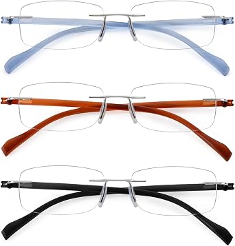 TERAISE Rimless Reading Glasses for Men Women, Blue Light Blocking Reading Glasses Ultralight Frameless Reader Men